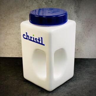 CHRISTL | CHRISALE Gewürzdose, weiß mit blauem Schraubverschluss, Schütte, Gewürzschütte, 3,9 Liter